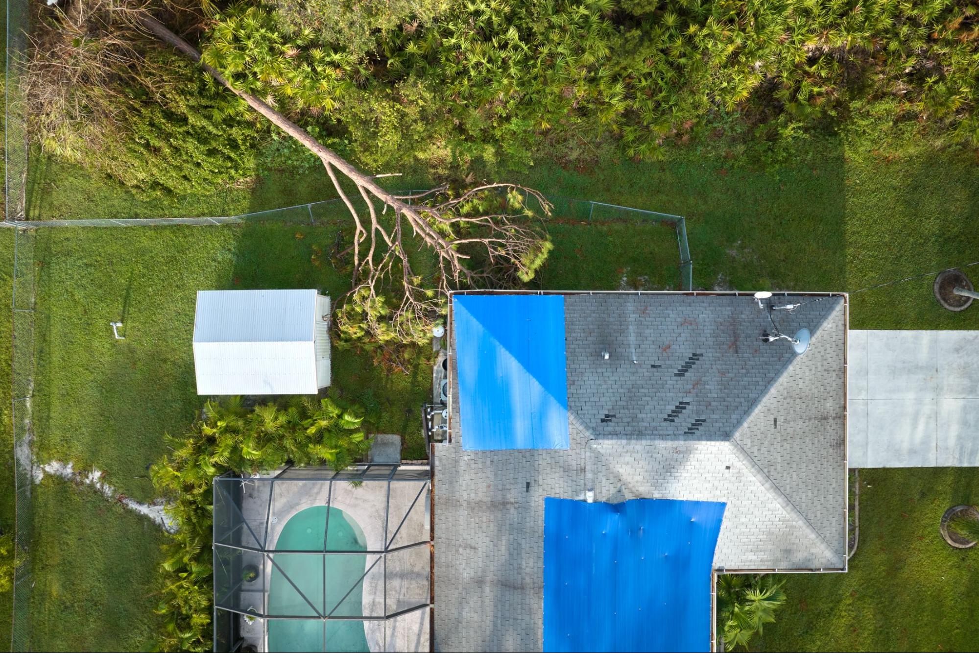 Overhead view of storm damage. 