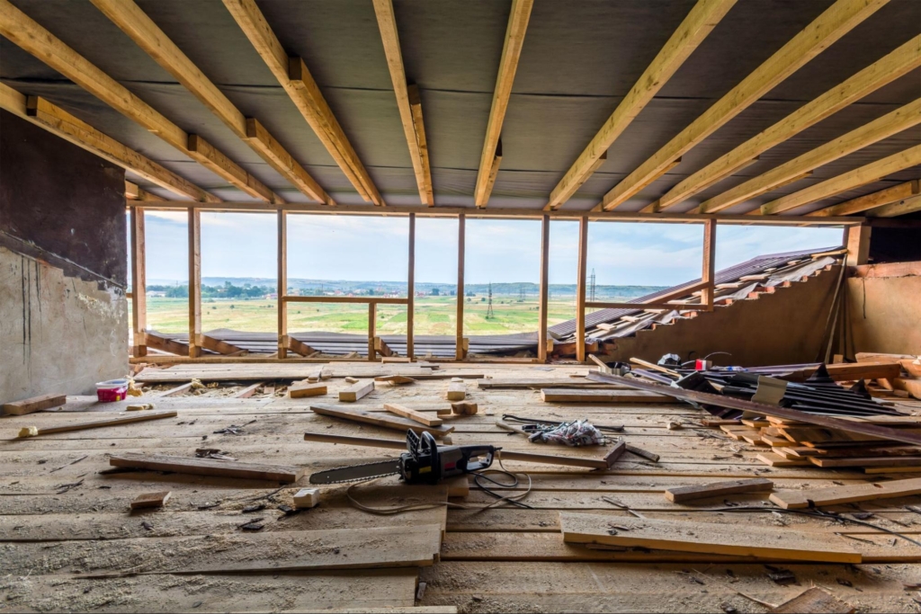 A residential home under construction.